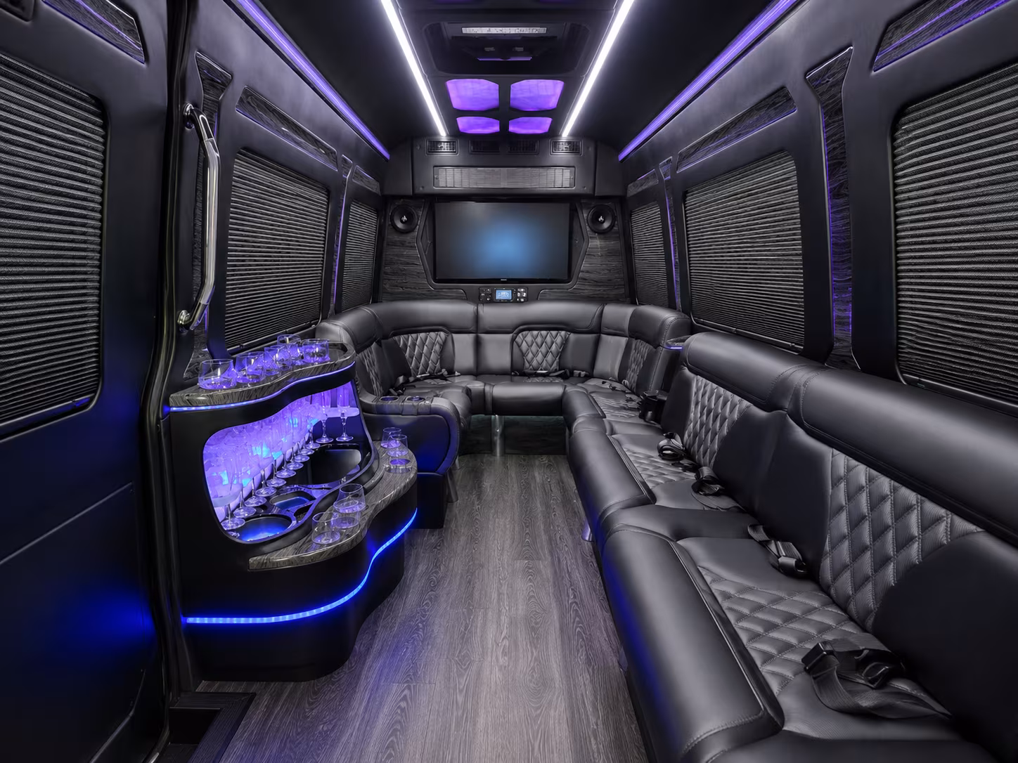 miramar 40 passenger party bus inside